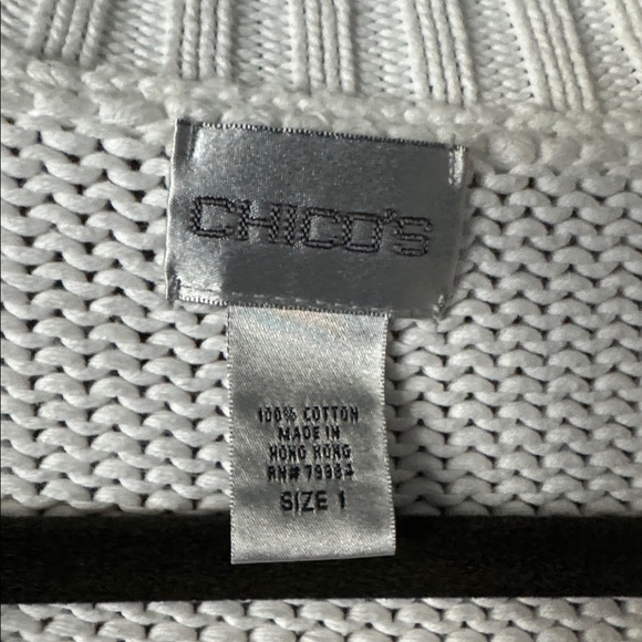 Chico's Chunky Metal Clasp Cardigan Sweater Womens 1/M Cotton 90’s Y2K Preppy - Picture 6 of 9